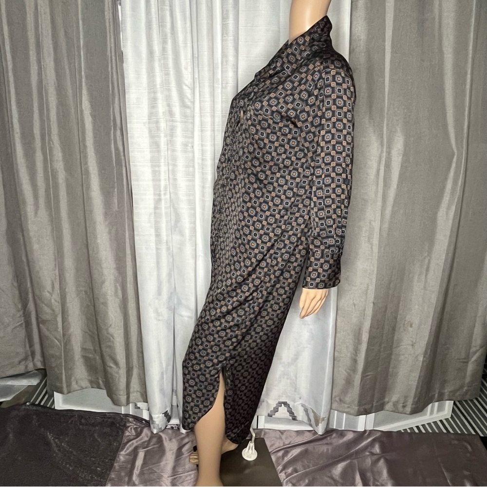 Banana Republic Navy Blue and Brown Long Sleeve Buttoned Dress - Picture 4 of 7